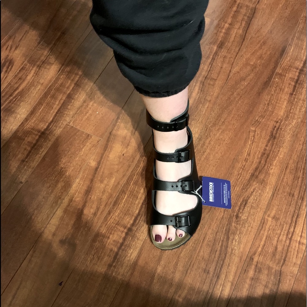 Black Strappy Women's Sandal with Buckle Details
